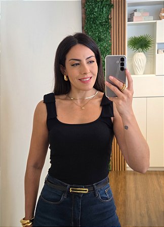 Regata laço alça preta