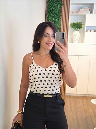 Regata alça poá preto