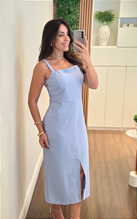 Vestido midi recorte azul
