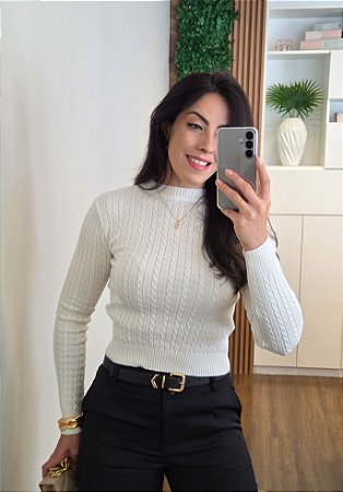 Blusa Tricô Trançado Off White