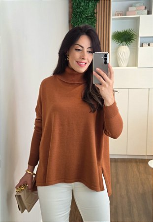 Poncho Tricô Cacharrel Caramelo