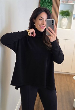 Poncho Tricô Cacharrel Preto