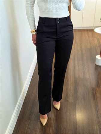 Calça Reta Alfaiataria Tradicional Preta