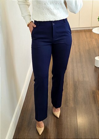 Calça Reta Alfaiataria Tradicional Marinho