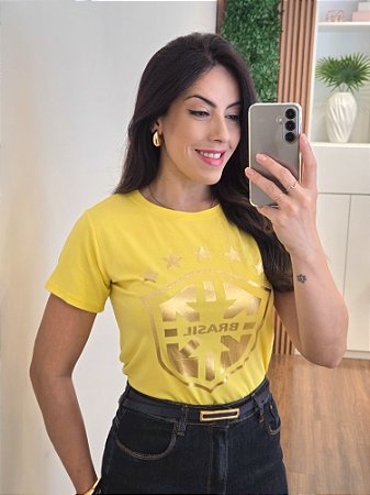 Camiseta Brasil Amarela Viscose