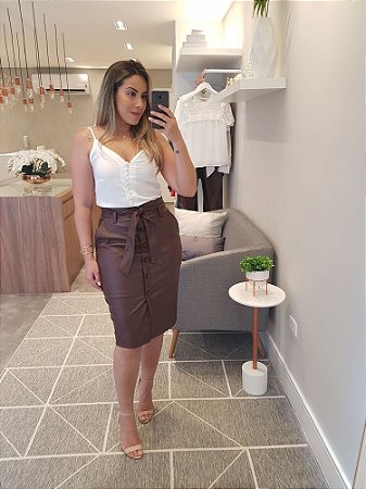 saia midi couro eco