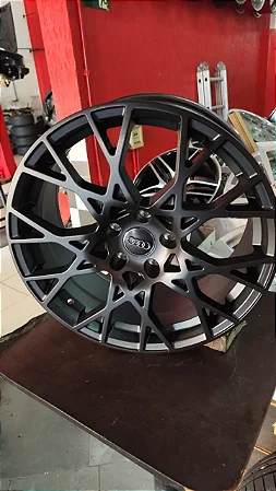 Jogo Roda Audi 18x8, 40, 5x112, Preta Semi Brilho e Nova