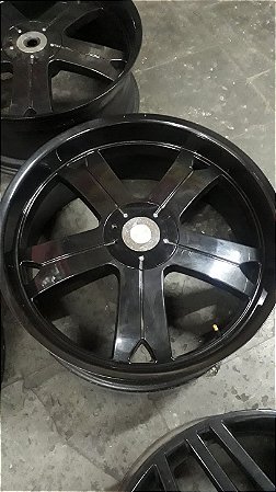 Jogo de Rodas Vlack Rino Hard Alloy, 6x139, 6x189, 24x9.5, 20, Preta Brilhante e Semi nova