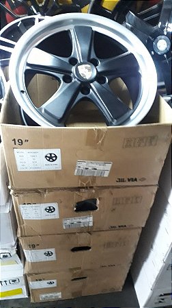 Jogo de Roda Porsche Aro 19 5x130 Preta Semi Brilho Nova