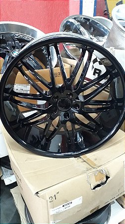 Jogo de Roda Esportiva Aro 22 5x108 Preta Brilhante Seminova