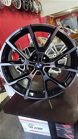 Jogo roda BMW Aro 19 5x112 Preta brilhante diamantada Nova
