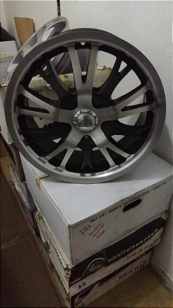 Jogo roda Akuza Aro 18 5x100 5x114 Preta brilhante diamantada Novas