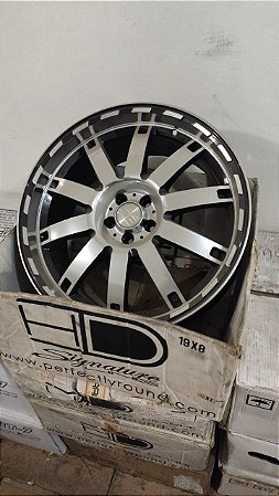 Jogo roda HD Autobam Aro 19 5x100 Preta brilhante diamantada Novas