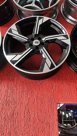 Jogo roda Volcano Aro 20 5x100 Preta brilhante diamantada Semi novas