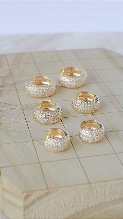 TRIO ARGOLINHAS CRAVEJADAS ZIRCÔNIA
