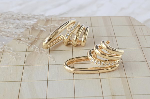 BRINCO EAR CUFF LISO ARO CRAVEJADO