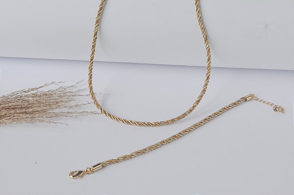 COLAR CORDAO BAIANO DETALHE PRATA 45CM