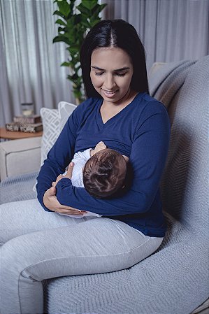 Blusa Gestante e Amamentação Carol - Marinho