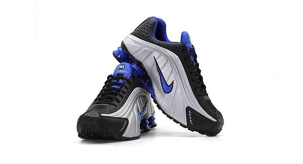 nike shox cinza com azul