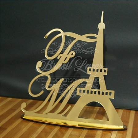 Topo De Bolo Torre Eiffel Paris com 14cm (maior lado da peça) - Cor à Escolher