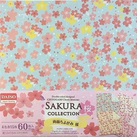 Papéis de Origami 15x15cm Dupla-Face Estampada Sakura Collection G-039 (60fls)