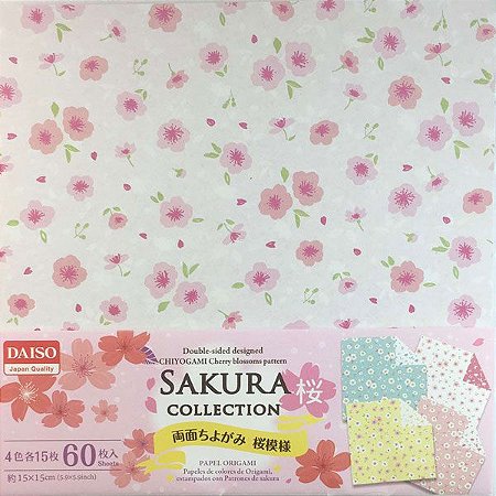 Papel para Origami 15x15cm Dupla-Face Estampada Sakura Collection G-039 No. 6 (60fls)