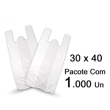 Sacolas Branca Fina 30x40 com 1.000 Unidades