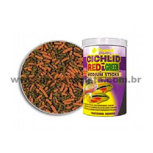 Tropical Cichlid Red e Green Medium Sticks 360g