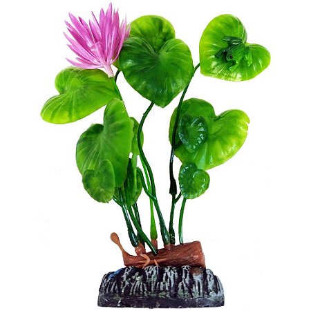 Soma Planta Artifical Plástica Ninféia Lotus c/ Flor 20cm