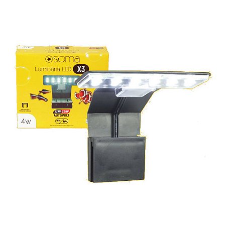 Soma Luminária X3 Preta 4W (Luz Branca) Bivolt