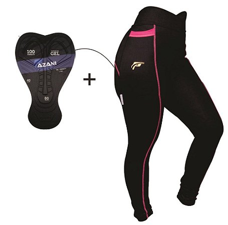 Calça Ciclista Feminina Rosa Forro Gel com bolso P/BIKE