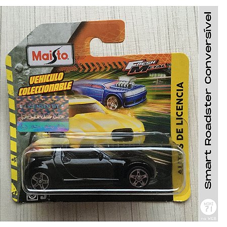 Maisto - Smart Roadster Conversível Preto - 1/64 - Fresh Metal