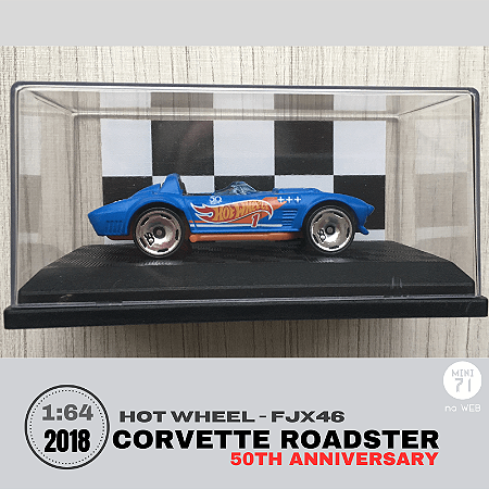 Hot Wheels - Corvette Roadster 50TH Anniversary - escala 1:64 com caixa acrílica