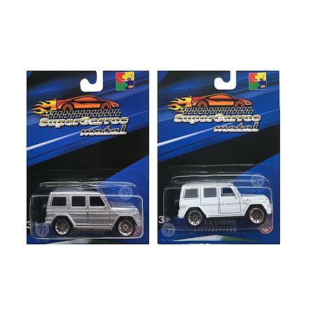 Kit c/2 miniaturas Mercedes Branca e Prata - 1/64 SuperCarros