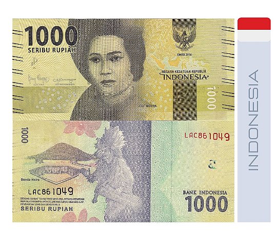 Cédula Indonésia 1000 Rupiah 2016 - FE