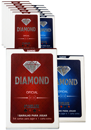 Baralho Diamond Oficial 100% Papel Caixa com 12 Azul e Vermelho