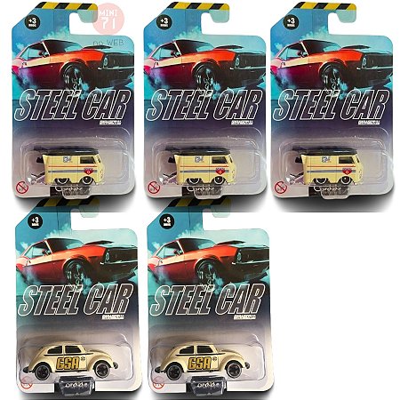 Kit c/5 miniaturas 1/64 Steel Car Garagem SA