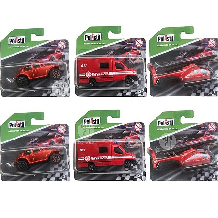 Kit c/6 miniaturas 1/64 Polistil