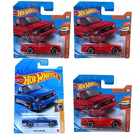 Kit c/4 miniaturas GMC Syclone 1/64 Hot Wheels
