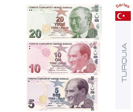 Séries de 3 Cédulas Turquia - Lira - FE