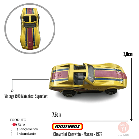 Vintage 1979 Matchbox Corvette - Macau Superfast 1/64 - Loose