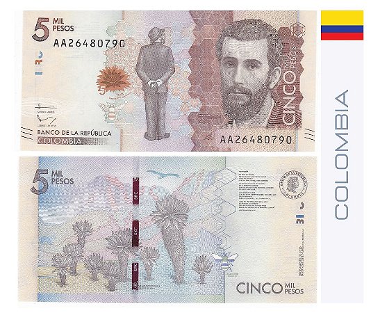 Colômbia 5 000 Pesos 2020 - MBC