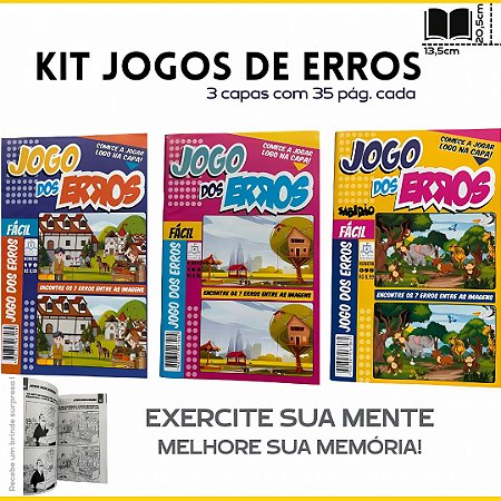 Kit 3 unidades Passatempos Jogos de 7 Erros