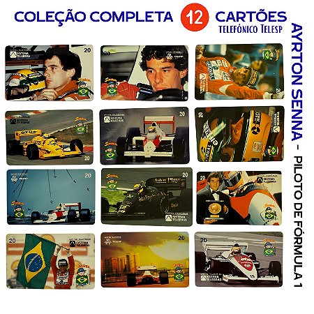 Coleção Completa (12) Cartões Telefônicos Telesp – Ayrton Senna
