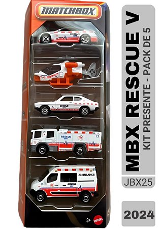 Miniatura Matchbox - Pack de 5 Resgate MBX V (Branco) | Escala 1:64