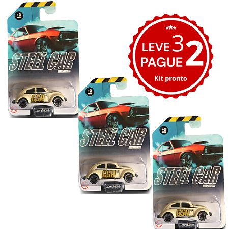 KIT Leva 3 pague 2 | 1:64 - Fusca - Steel Car Garagem SA
