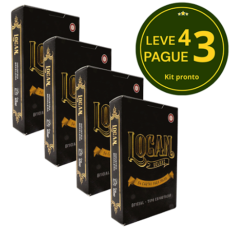KIT Leva 4 pague 3 - Baralho Logan Deluxe - 52 Cartas + Coringas