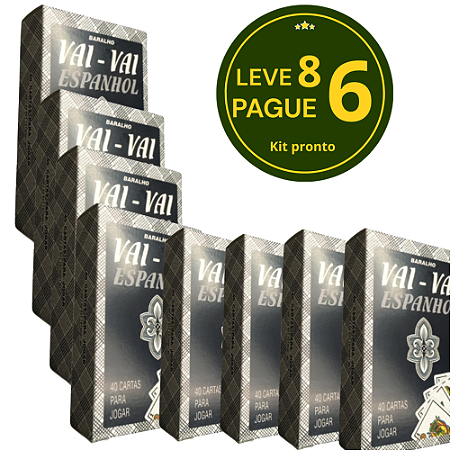 KIT Leva 8 pague 6 - Jogo de Cartas Baralho Vai - Vai Espanhol - 40 cartas