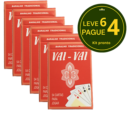 KIT Leve 6 pague 4 - Jogo de Cartas Baralho Tradicional Vai-Vai (vermelho)