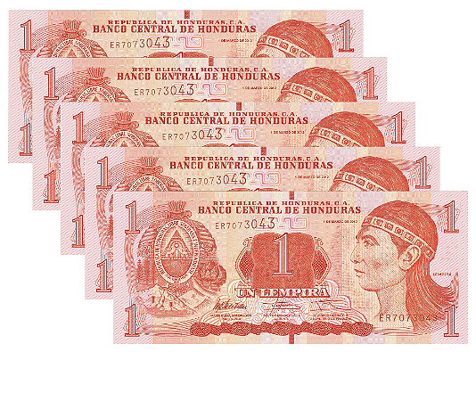 Honduras - 5 Cédulas de 1 Lempira 2022- FE